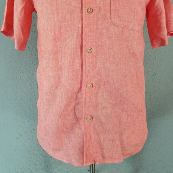 Jos A Bank Shirt Mens Small Red Linen Short Sleeve Button Up Pocket Summer Top - Picture 3 of 11